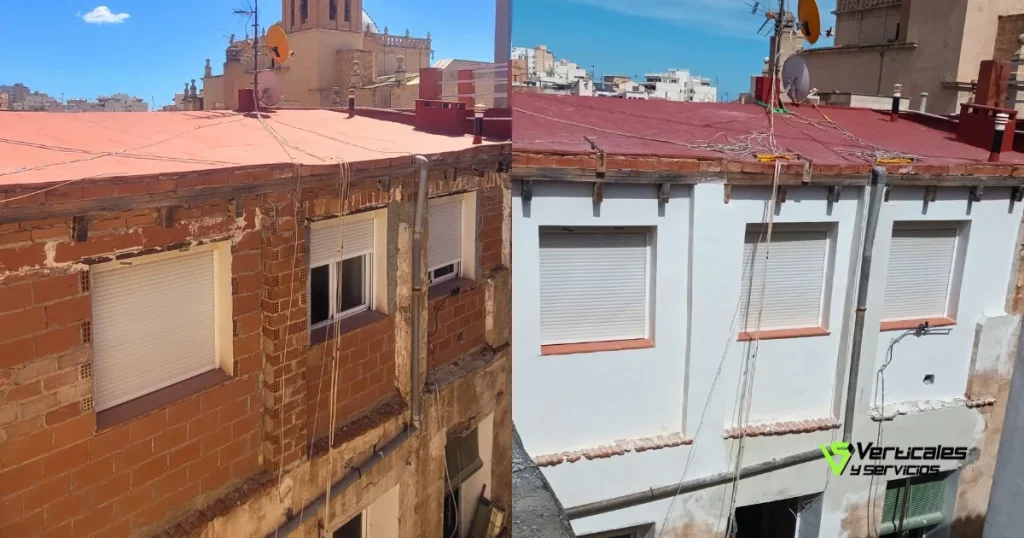 Patio de luces exterior rehabilitado por Verticales y Servicios.